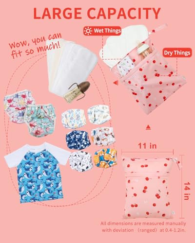 babygoal Wet Dry Bags 3 Pack, Waterproof Travel Bags for Swimsuits, Beach, Pool, Gym,Food Storage and Wet Clothes(Cherry,Flamingo,Polka Dot),3LN42-B - color: Girl color 42