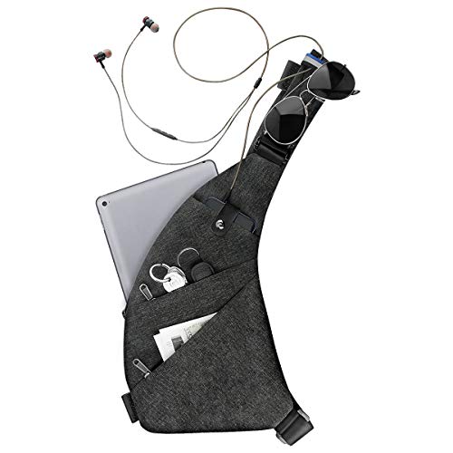 MRang Sling Crossbody Bags Trendy Travel Anti Theft Safe Purse Bags for Women Men Waterproof - color: Strap on Right Shoulder-black