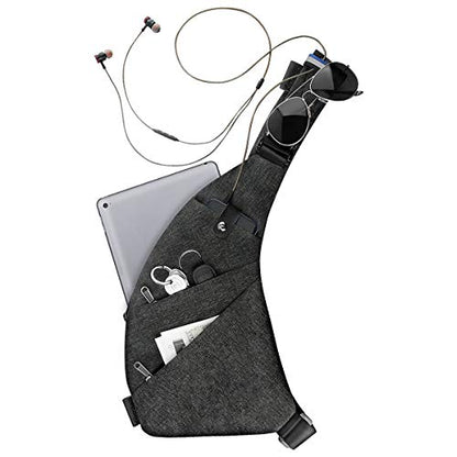 MRang Sling Crossbody Bags Trendy Travel Anti Theft Safe Purse Bags for Women Men Waterproof - color: Strap on Right Shoulder-black