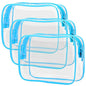 PACKISM Clear Makeup Bag - Waterproof TSA Approved Toiletry Bag Quart Size Bag, Clear Makeup Bags with Zipper, Carry on Airport Airline Compliant Pouch, 3 Pack, Blue - color: New Blue, size: Medium Set (Standard)
