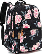 Leaper Water-resistant Floral Laptop Backpack School Travel Bag Bookbags Satchel - color: Black-pink Flower [8005up], size: X-Large