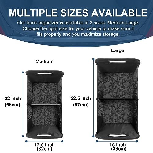 Deosk Car Trunk Organizer and Storage with Reinforced Handles, Waterproof Polyester Trunk Organizer for SUV, Minivan, Truck (Large, Black) - color: Black, size: Large