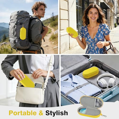 MoKo Double Eyeglass Case, Hard Shell Dual Glasses Case, Travel Sunglass Organizer with Zipper, Eyeglasses Storage Box - color: Yellow-oval