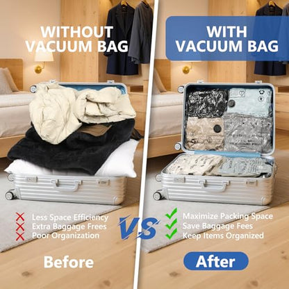 NESCCI Travel Vacuum Bags for Clothing with Rechargeable Wireless air Pump,12 Pack Compression Packing Bags for Luggage Suitcase,Carry-on Size Space Saver Vacuum Storage Bags - size: 12 Combo Size (Blue)