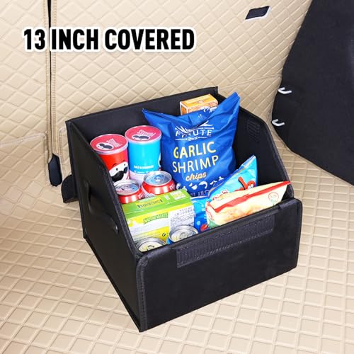 car organizers and storage for SUV,trunk organizer for sedan, leather foldable sleek box with lid,collapsible cargo bins, tool accessories containers,Collapsible Suede velvet (13 inch Covered) - size: 13 inch Covered