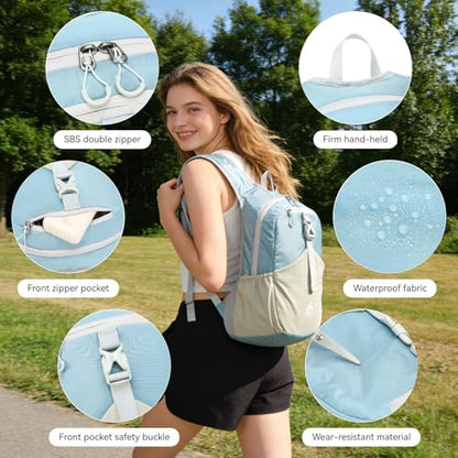 15L Small Hiking Backpack for Women Men Lightweight Packable Backpack Foldable Casual Daypack for Camping Travel Outdoor, Blue - color: Blue