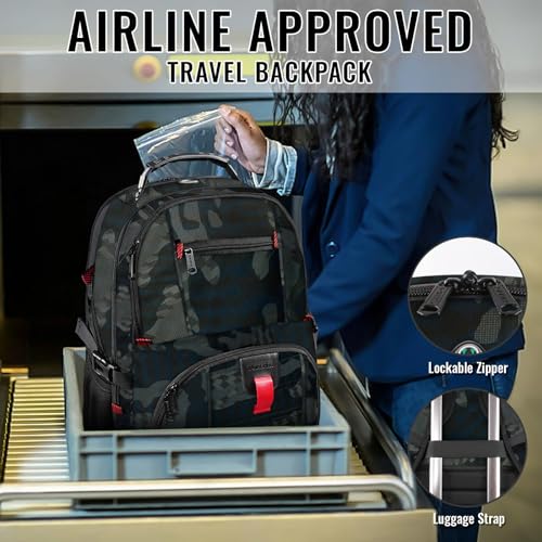 YOREPEK Large Backpack for Men, Extra Large Laptop Backpacks for Men Women, Water Resistant Travel Backpack Airline Approved Business Work Bag Fits 17 Inch Computer, Black - color: Camouflage, size: 17 Inch