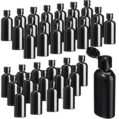 Domensi 36 Pcs Black Travel Bottles with Flip Cap Plastic Travel Toiletries Bottles Portable Leak Proof Squeeze Container Refillable Empty Cosmetic Container for Liquid Shampoo Lotions (2 oz,Black) - size: 2 oz
