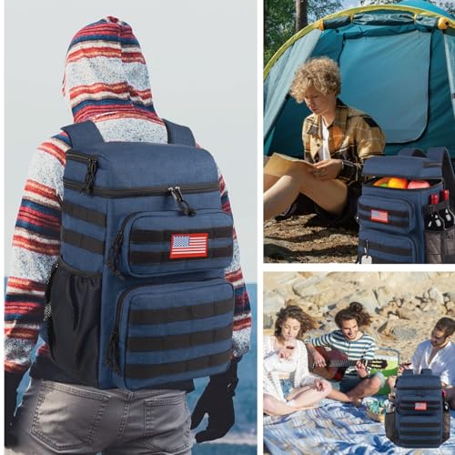 Tactical Backpack Cooler,Soft Lightweight Leakproof Cooler Backpack,Insulated Cooler Bag,Portable Soft Cooler Bag Waterproof for Beach, Travel, Camping, Picnic, Hiking - color: Blue