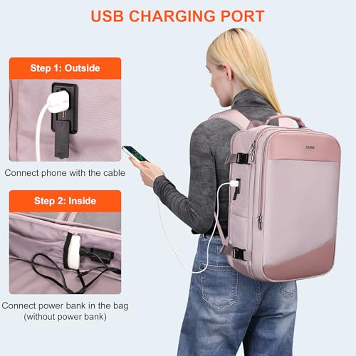 PIJUSHI Travel Backpack for Women Carry on Suitcase Backpack Flight Approved Personal Item Bag Fits 16 Inch Laptop(PE035 Light Purple) - color: Light Purple