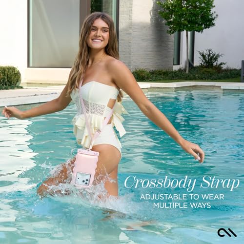 Case-Mate Wavy IP68 Waterproof Phone Pouch - Large Floating Phone Case w/Crossbody Lanyard - Cruise Ship Travel Essentials Compatible w/All Devices - Hidden Pocket for Card/Cash- Ballet Pink Twinkle - color: Wavy Ballet Pink Twinkle
