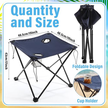 Cinnvoice Portable Folding Camping Table Lightweight Folding Beach Stand with 2 Cup Holders and Carry Bag for Camp Beach Travel Fishing and Outdoor Activities, Blue
