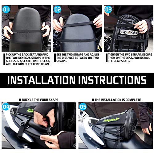 KATUR Motorcycle Backseat Tank Bag Multifunctional Waterproof PU Leather Storage Saddle Bag Motorbike Rear Seat Super Light Tail Accessories Bags -Black