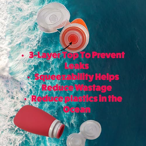 Travel Bottles for Toiletries, TSA Approved 3 oz Leak Proof Silicone Refillable Squeeze Travel Size Containers BPA Free for Cleansers, Lotions, Shampoo for Airplane 2pk (Orange,Yellow) - color: Orange-Yellow