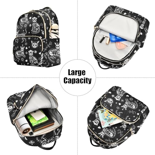 Women Fashion Backpack Purse Casual Lightweight Travel Shoulder Bag Death Cat Rucksack Ladies Bag, Medium - color: Death Cat, size: Medium