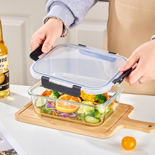 Liuruiyu 8 Pack 36OZ Glass Food Storage Containers with Lids, Meal Prep Containers, Airtight Bento Boxes with Leak Proof Locking for Microwave, Oven, Freezer and Dishwasher, BPA Free - color: 8 Pack-(36oz)