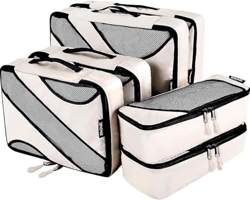 BAGAIL 6 Set Packing Cubes,Travel Luggage Packing Organizers - color: The Beige, style: 6 Set