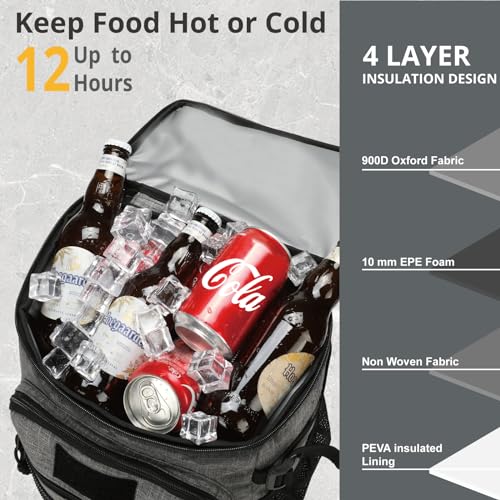 25L Backpack Cooler Keep All Drink Cold for Long Periods of Time Cooler Backpack Insulated Waterproof Portable High Durability Small Cooler Backpack with Compartment for Hiking Camping Beach - color: Gray