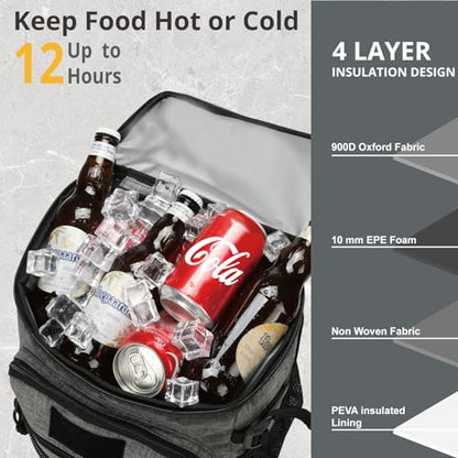 25L Backpack Cooler Keep All Drink Cold for Long Periods of Time Cooler Backpack Insulated Waterproof Portable High Durability Small Cooler Backpack with Compartment for Hiking Camping Beach - color: Gray