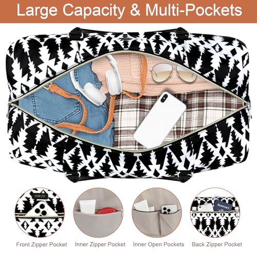 ITIEZY Weekender Overnight Bag for Women - Large Travel Duffel Bag with Shoe Compartment, Gym Duffel Bag Hospital Bag Carry On Tote Bags for Airplanes with Crossbody Bag Toiletry Bag 3Pcs Set - color: 8b-Black