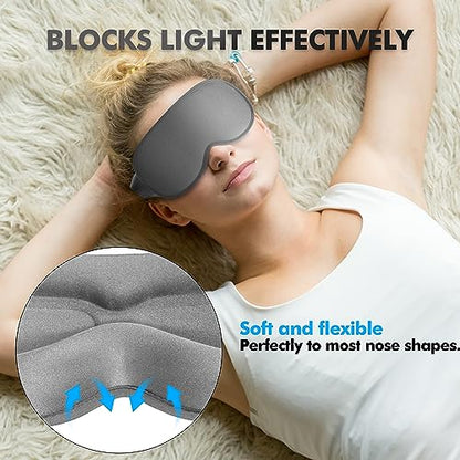 Sleep Eye Mask for Men Women, Sleeping Mask for Side Sleeper, Travel Blackout Night Blindfold Eye Shade Cover with Adjustable Strap (Ash Grey) - color: Ash Grey