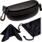 MyEyeglassCase Sports Sunglasses Case and Slim wallet Semi hard large glasses case w/belt clip soft pouch & cloth - color: B15hc Black/Black1