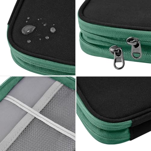 ZINMARK Portable Cable Organizer Case,Travel Pouch with Double-Layer Storage for Cables,Chargers,Earbuds & Phone,Black Green– Small Size - color: Black Green