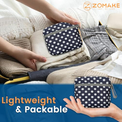 ZOMAKE Ultra Lightweight Packable Backpack 25L - Foldable Hiking Backpacks Water Resistant Small Folding Daypack for Travel(Navy Blue,White polka dots) - color: Navy Blue,white Polka Dots