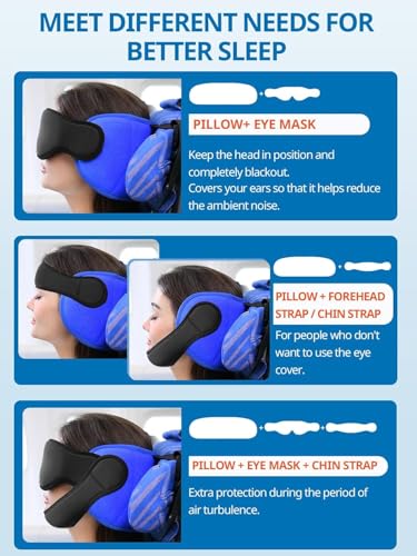 SARISUN Airplane Pillow, Travel Pillows for Airplanes with Sleep Eye Mask, 360° Airplane Pillow for Long Flights, Car Road Trip, Car Headrest, Stop Bobblehead, Combo with Chin Strap,2-Pack Black - color: Black