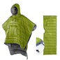 Camp Poncho Sleeping Bag Wearable Hooded Blanket - Envelope Lightweight Thermal Cloak Cape Windproof with Premium Stuff Compression Sack for Backpacking Hiking Hunting Fishing Outdoor Sport - color: Green