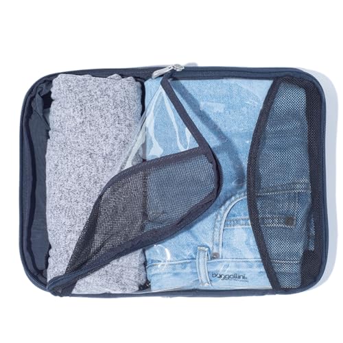 Baggallini Compression Cube 3-piece set - Lightweight Compression Packing Cubes for Travel - color: French Navy