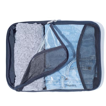 Baggallini Compression Cube 3-piece set - Lightweight Compression Packing Cubes for Travel - color: French Navy