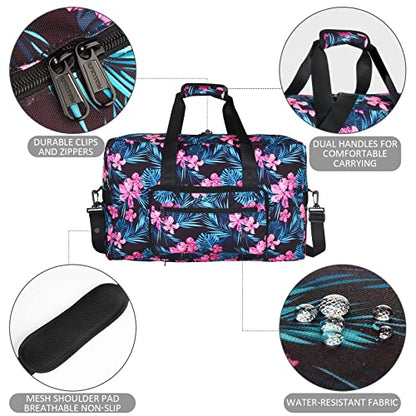 F.FETIVIN Weekender Bag Carry On Travel Duffle Medium Overnight Bag for Women(Flower2) - color: 11-Flower2