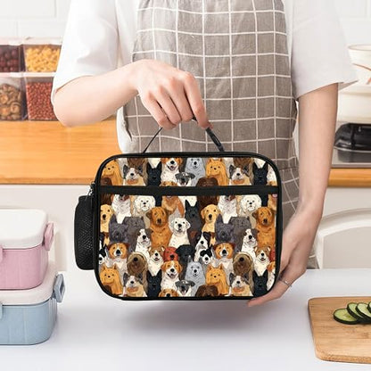 Cute Dog Lunch Bag Insulated Reusable Lunch Box Cooler Thermal Tote Bag For Teenage Boys Girls School Beach - color: Cute Dog
