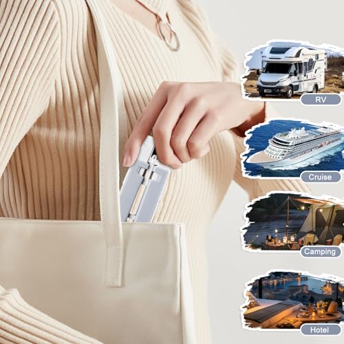 Foldable Travel Hangers for Cruise, 6 Pack Portable Collapsible Hanger with Clips, Folding & Space-Saving Suitcase Hangers for Travel, Grey-White (Grey-White) - color: Grey-white