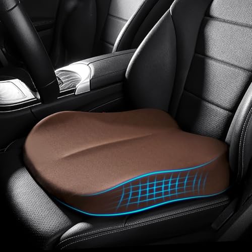 Adult Booster Car Seat Cushion, Wedge Memory Foam Pad for Driving Seat, Effectively Increase Height by 3.94 inch, Car Travel Accessories for Long Trips, (Coffee) - color: Coffee