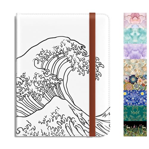 Rimilak Passport Holder, RFID Blocking Passport Cover Wallet Travel Essentials, Leather Travel Documents Organizer Protector for Women and Men, Ink Waves - color: Ink Waves