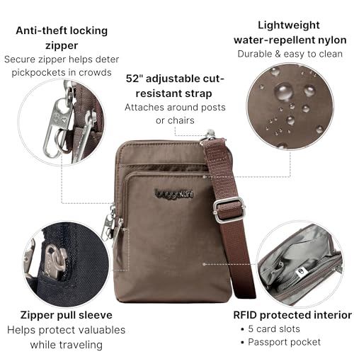 Baggallini Women's Securtex Anti-theft Activity Crossbody Bag - color: Portobello