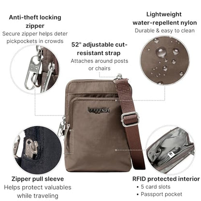 Baggallini Women's Securtex Anti-theft Activity Crossbody Bag - color: Portobello