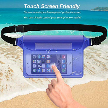 AiRunTech Clear Fanny Pack Waterproof,Beach Cruise Ship Essential Accessories Must Haves,Waterproof Pouch for Phone Passport Wallet Purse with Waist Strap - color: Clear + Blue