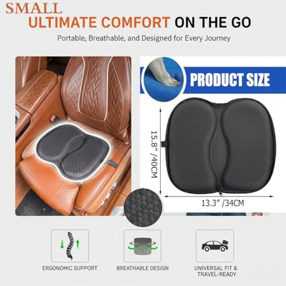masteymoh Foldable Seat Cushion for Travel, Honeycomb Gel Cushion with Zipper & Handle, Portable Silicone Gel Seat Cushion for Cars, Honeycomb Butt Pillow 15.8 x 13.3 x 1.4 Inches (1 in Black) - color: 1 in Black