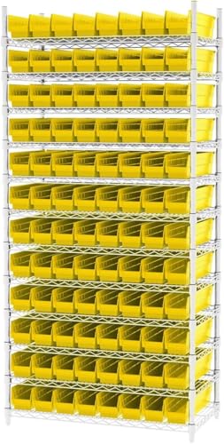 Akro-Mils 30128 Plastic Shelf Bins, Heavy Duty Storage Bins for Garage, Closet, and Drawer Organization, 18-Inch x 4-Inch x 4-Inch, Yellow, 12-Pack - color: Yellow