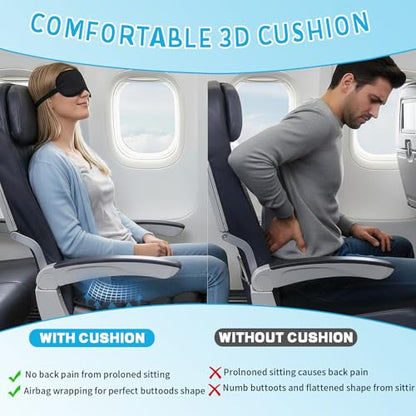 Press Type Inflatable Travel Cushion Airplane Seat Cushion, Built-in Air Pump Portable Airplane Seat Cushion for Long Flights, Car, Office, Wheelchair