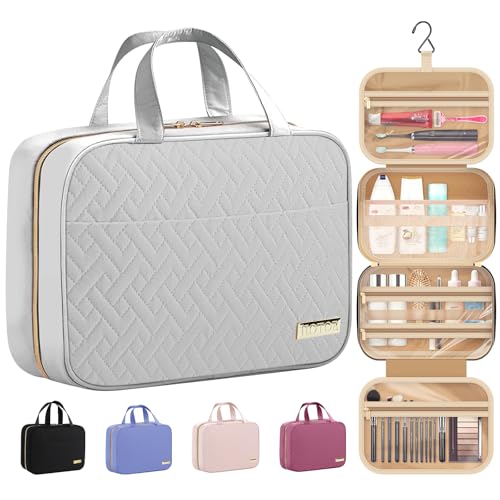 HOTOR Travel Toiletry Bag - Hanging Toiletry Bag for Women & Men, Makeup Bag/Big Comparment, Waterproof for Travel Accessories, Travel Essentials, Medium, Grey - color: Grey, size: Medium