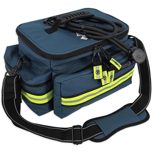 Lightning X Products Lightning X Mid-Sized First Responder EMT Bag | LXMB25 Fully Stocked w/ 240+ Aid, EMS & Trauma Supplies - Blue - color: Blue