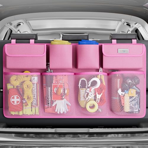 SURDOCA Car Trunk Organizer, LARGE CAPACITY Car Storage Bag with 8 Pockets, 7X Upgraded Trunk Storage Organizer for Car, SUV, Truck, MPV - color: Pink, size: L-35.5x18.2in