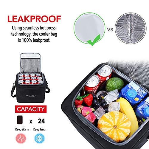 Farasla Waterproof Trunk Organizer with Insulated Leakproof Cooler Bag, Foldable Cover, Adjustable Securing Straps (Black) - color: Black