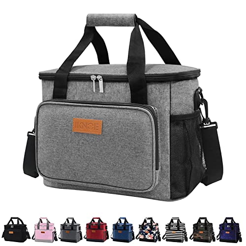 iknoe Insulated Lunch Bag, Foldable 14L Cooler Bag for Men & Women, Leakproof Thermal Design, Great for Office, Picnic, Travel, Lunch Box, Grey New - color: Gray, size: Large