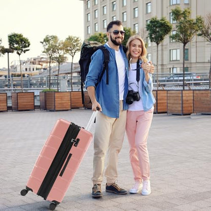 Sweetcrispy 28 Inch Checked Luggage, ABS Lightweight Rolling Hard Shell Suitcase with Smooth Spinner Wheels, Built-in TSA Lock, Durable Travel Suitcase for Business and Vacation Trip, Pink - color: Pink, size: 28 Inch