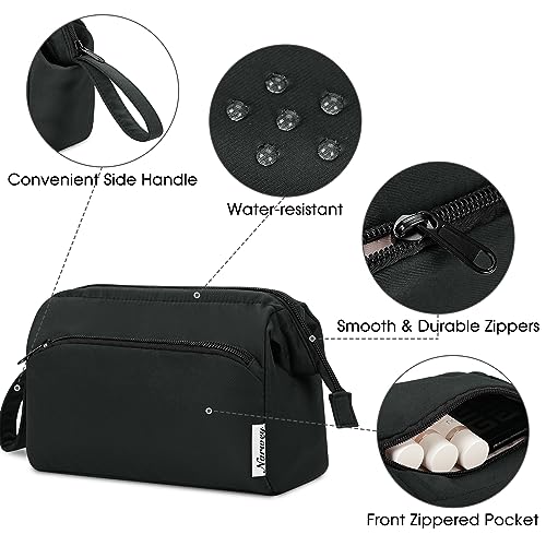 Narwey Makeup Bag Women Wide-open Make up Bag Travel Cosmetic Bag Organizer Toiletry Bag for Cosmetics Toiletries Accessories (Black) - color: Black